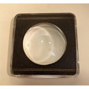 1950’s Green and Gold Magnifying Glass Paperweight RARE FIND